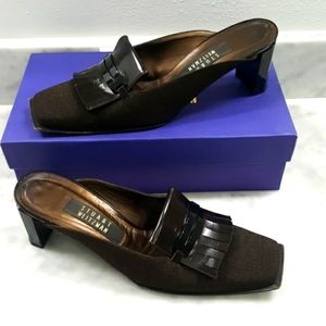🏆Stuart Weitzman Midway Cola Tweed Mules